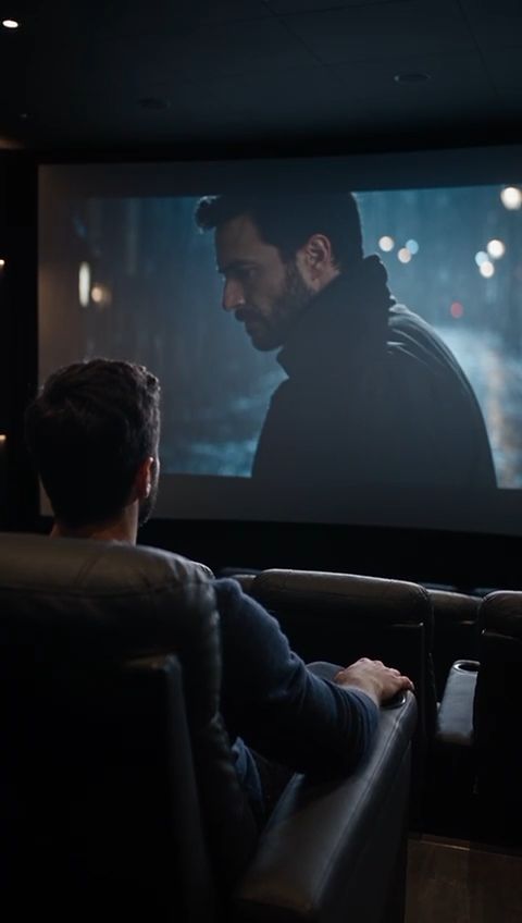 Una sala de cine a oscuras mientras empieza la película